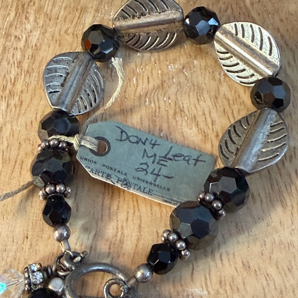 Artisan Black and Silver Leaf Bracelet, Don’t Leaf Me 🍁🍂